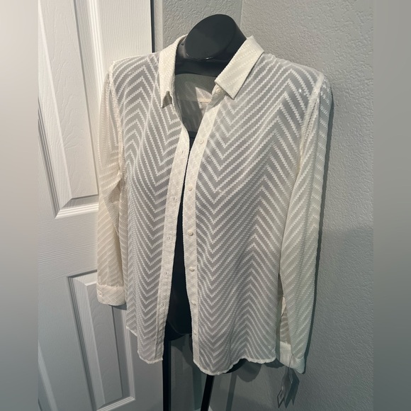 NEW with tags APT. 9 sheer white blouse XL, NWT - Picture 1 of 8